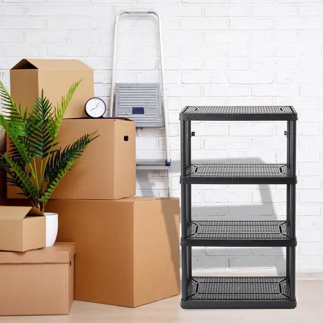 Alt view image 2 of 7 - Gracious Living 2 Pack Storage Rack, 4 Shelf Fixed Height Medium Duty Unit, Black