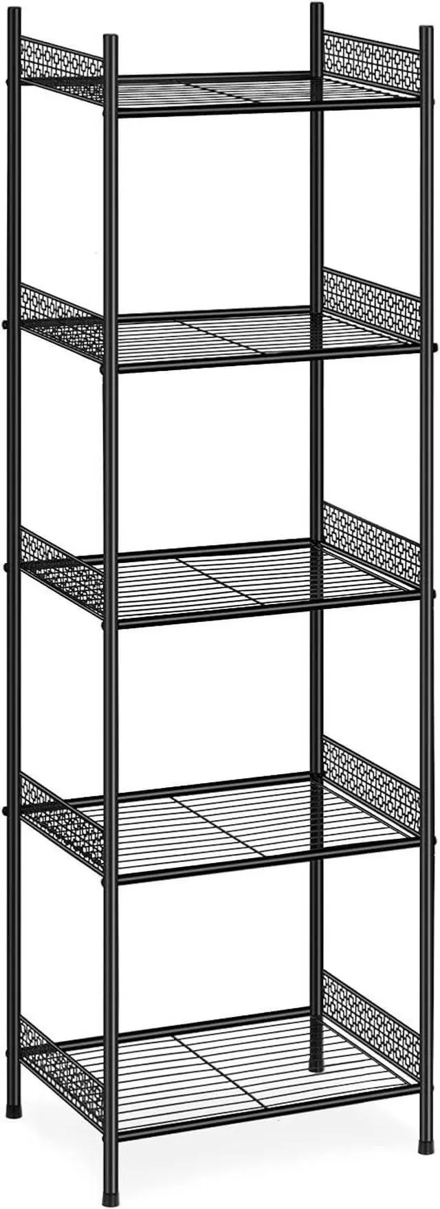 Alt view image 4 of 7 - Nandae 5-Tier Bathroom Storage Shelf, Heavy Duty Wire Shelving Unit Free Standing Towel Rack Organization for Kitchen Bathroom Laundry, Black