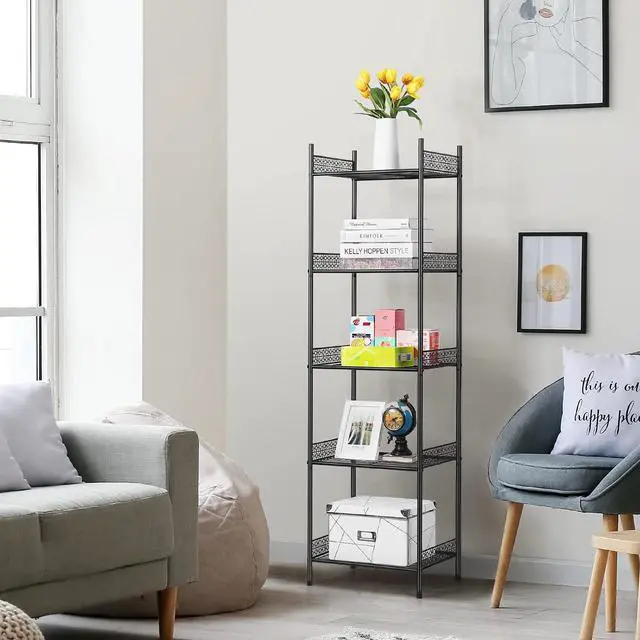 Alt view image 6 of 7 - Nandae 5-Tier Bathroom Storage Shelf, Heavy Duty Wire Shelving Unit Free Standing Towel Rack Organization for Kitchen Bathroom Laundry, Black
