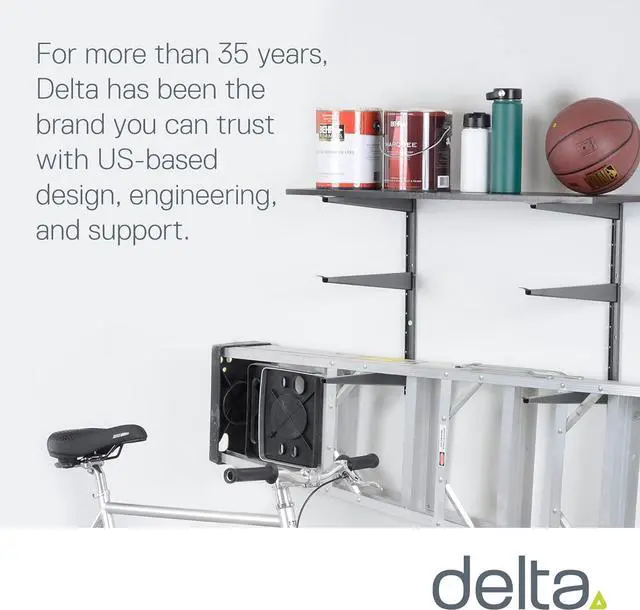 Alt view image 6 of 6 - Delta Heavy Duty Wood and Lumber Storage Rack, Holds Up To 480 lbs - Easy to Install Mounted Rack With Steel Construction for Indoor & Outdoor Storage Solution For Garage, Basement & Pantry Cycle
