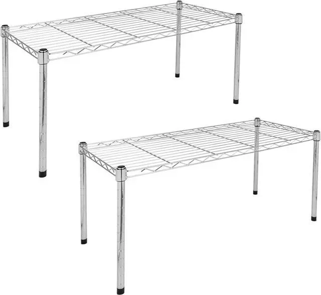 Main image of Simple Deluxe Heavy Duty 1-Shelf Shelving, Adjustable Storage Units, Steel Organizer Wire Rack, 29.92" W x 13.78" D x 14.96" H, Chrome,2-Pack