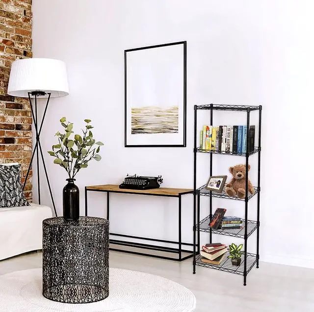 Alt view image 4 of 7 - SUNLPH 5-Tier Wire Shelving Adjustable Shelves Unit Metal Storage Rack for Laundry Bathroom Kitchen Pantry Closet Organization (Black, 16.6" L x 11.4" W x 49.1" H)