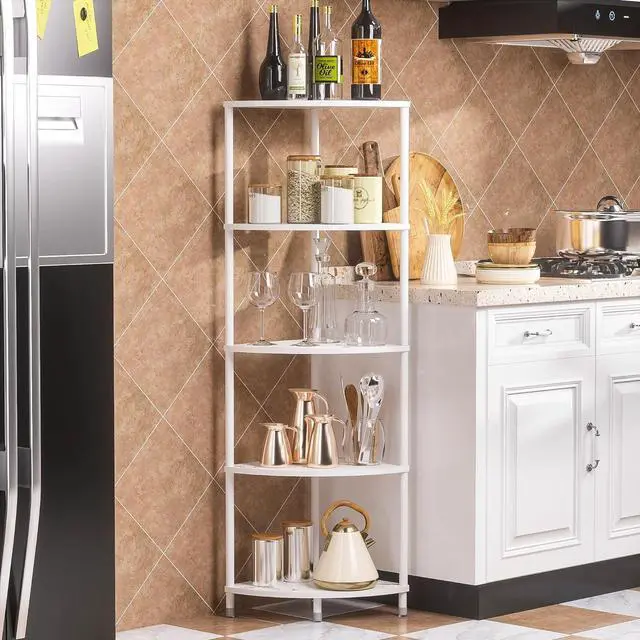 Alt view image 7 of 7 - 5 Tier Corner Shelf Stand, 44.1", Marble White