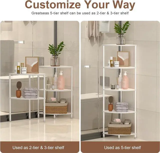 Alt view image 2 of 7 - 5 Tier Corner Shelf Stand, 44.1", Marble White