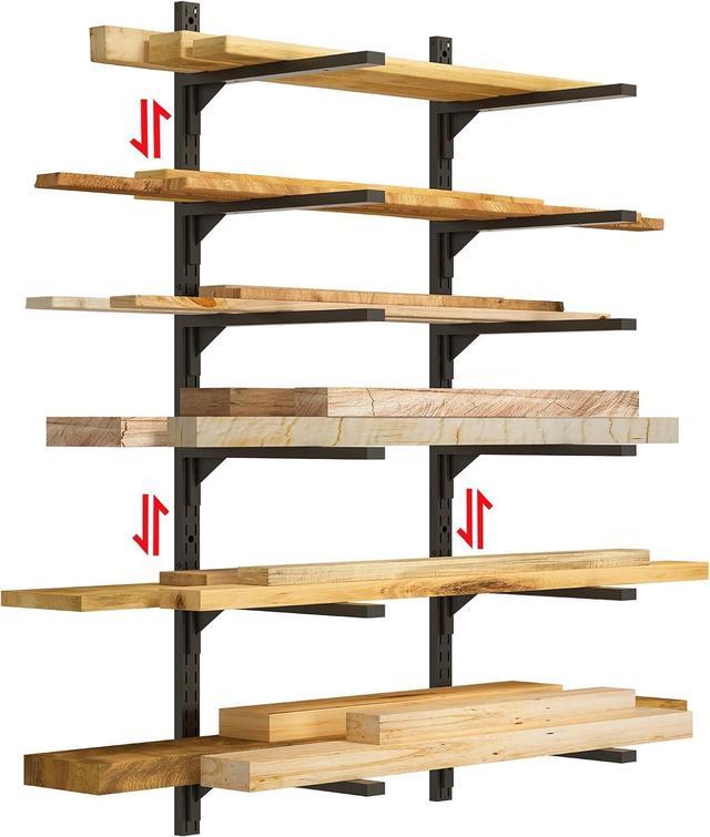 TORACK Lumber Storage Metal fashion Rack, Wood Rack Organizer, 3-Level Wall Mount