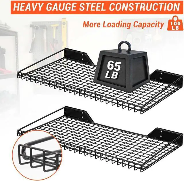 Alt view image 5 of 6 - Wallmaster Garage Wall Shelves 23.6"x11.8" Wall Mount Metal Shelves 2 Pack