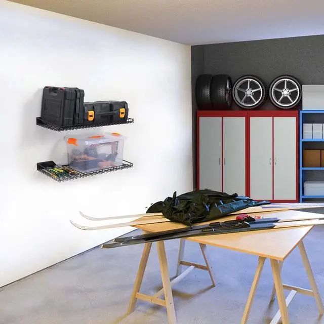 Alt view image 2 of 6 - Wallmaster Garage Wall Shelves 23.6"x11.8" Wall Mount Metal Shelves 2 Pack