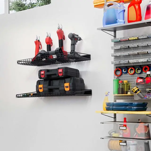 Alt view image 6 of 6 - Wallmaster Garage Wall Shelves 23.6"x11.8" Wall Mount Metal Shelves 2 Pack