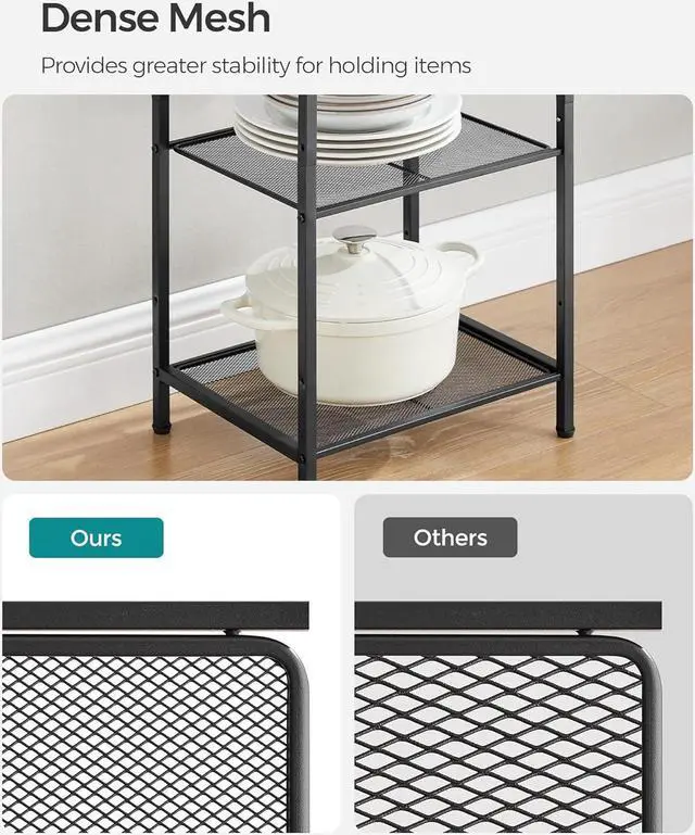 Alt view image 5 of 7 - SONGMICS 6-Tier Storage Rack, Bathroom Shelf, Extendable Plant Stand with Adjustable Shelf, for Bathroom, Living Room, Balcony, Kitchen, Classic Black UBSC036B01