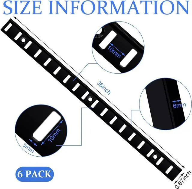 Alt view image 2 of 7 - Yaocom 6 Pcs 36 Inch Shelf Pilaster Mortise Mount Pilaster Strip, Black