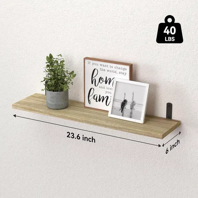 Alt view image 3 of 7 - WOPITUES 24'' Long Floating Shelves for Wall Decor & Storage, Rustic Brown