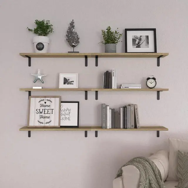 Alt view image 6 of 7 - WOPITUES 24'' Long Floating Shelves for Wall Decor & Storage, Rustic Brown