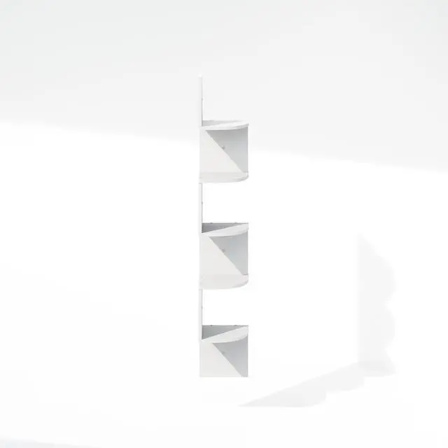 Alt view image 6 of 6 - Furinno Rossi 5-Tier Floating Corner Shelf for Wall, Corner Zigzag Shelf Wall Mounted, Radial Wall Mount Shelves, for Home Office, Living Room, Bedroom, Bathroom, White