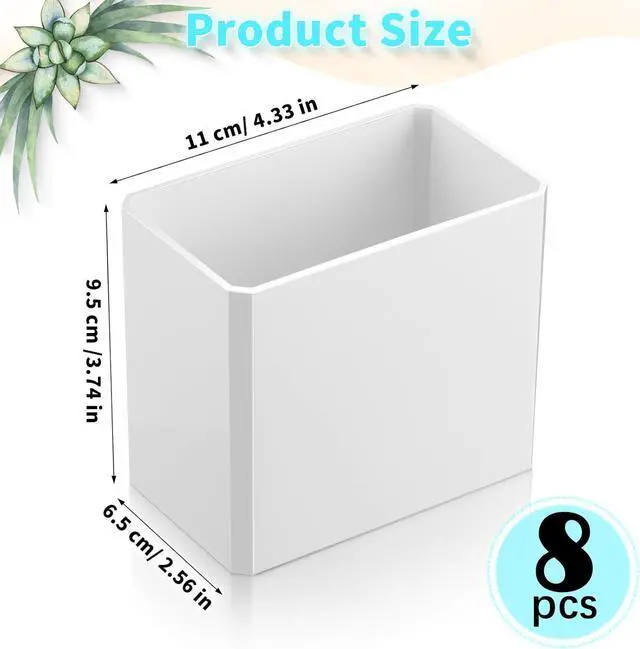 Alt view image 3 of 7 - Suclain 8 Pcs Wall Mounted Organizer Floating Shelf Wall Bin, White