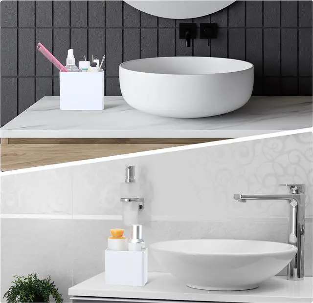 Alt view image 6 of 7 - Suclain 8 Pcs Wall Mounted Organizer Floating Shelf Wall Bin, White