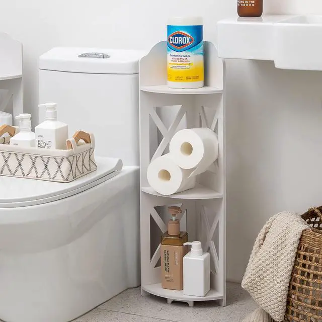 Main image of TuoxinEM Corner Shelves for Bathroom Storage, Waterproof Toilet Paper Holder Stand, White