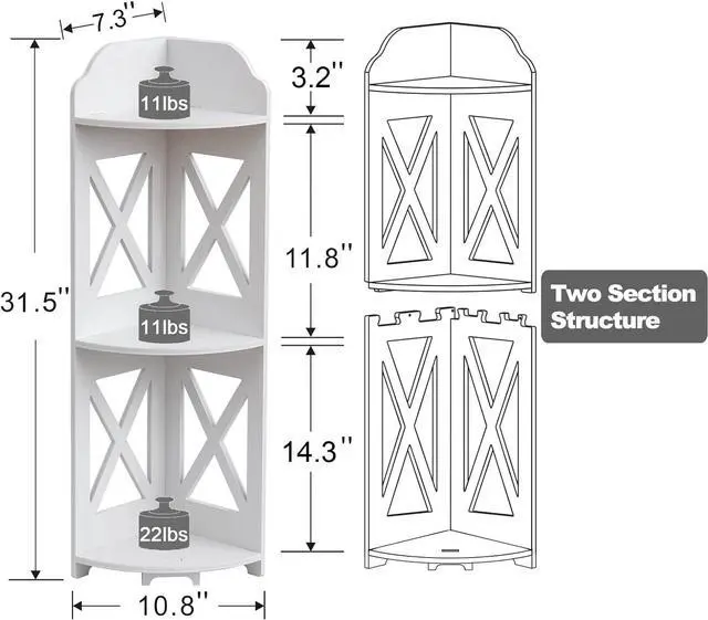 Alt view image 2 of 6 - TuoxinEM Corner Shelves for Bathroom Storage, Waterproof Toilet Paper Holder Stand, White