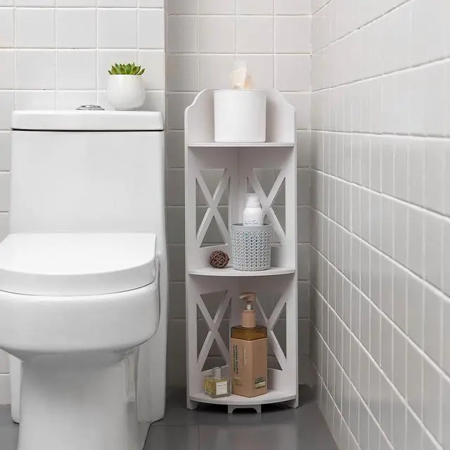 Alt view image 3 of 6 - TuoxinEM Corner Shelves for Bathroom Storage, Waterproof Toilet Paper Holder Stand, White