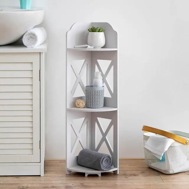 Alt view image 4 of 6 - TuoxinEM Corner Shelves for Bathroom Storage, Waterproof Toilet Paper Holder Stand, White