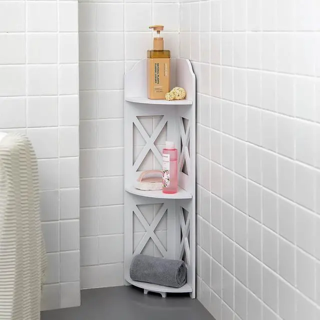 Alt view image 6 of 6 - TuoxinEM Corner Shelves for Bathroom Storage, Waterproof Toilet Paper Holder Stand, White