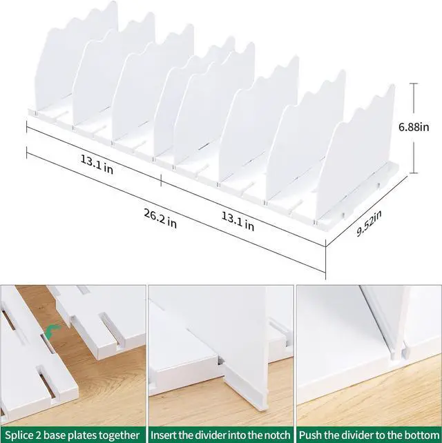 Alt view image 2 of 7 - SPACEKEEPER Shelf Divider for Closet, Adjustable Purse Organizers, White