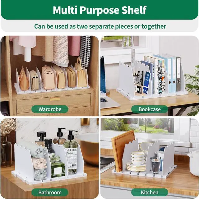 Alt view image 3 of 7 - SPACEKEEPER Shelf Divider for Closet, Adjustable Purse Organizers, White