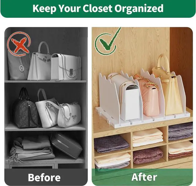 Alt view image 5 of 7 - SPACEKEEPER Shelf Divider for Closet, Adjustable Purse Organizers, White