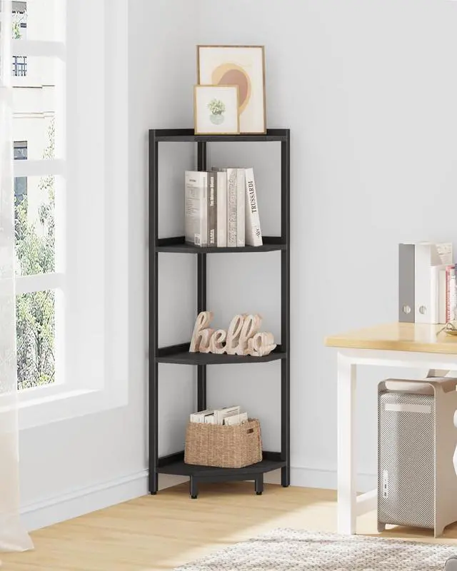 Alt view image 7 of 7 - Hzuaneri Corner Shelf Stand 4-Tier Corner Bookshelf Storage Standing Shelf