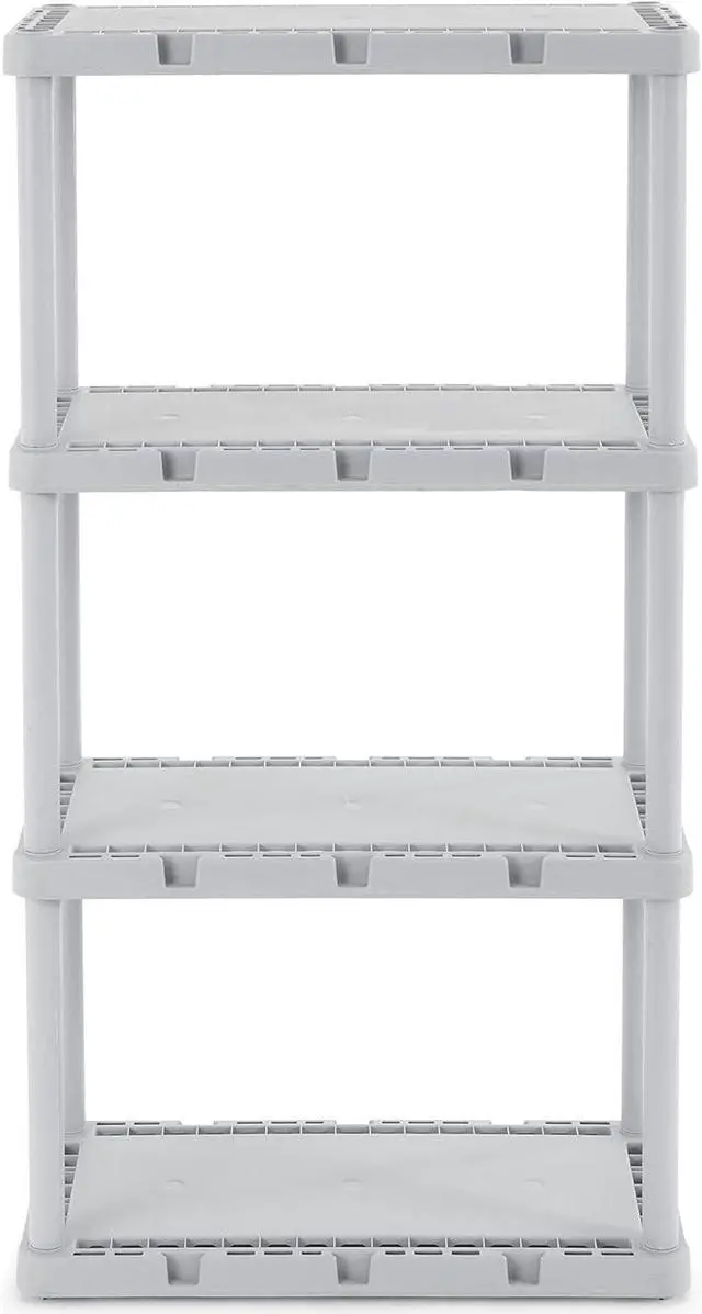 Main image of Gracious Living 4 Shelf Knect-A-Shelf Ventilated Light Duty Storage Unit Organizer System for Home, Garage, Basement, and Laundry, Gray.