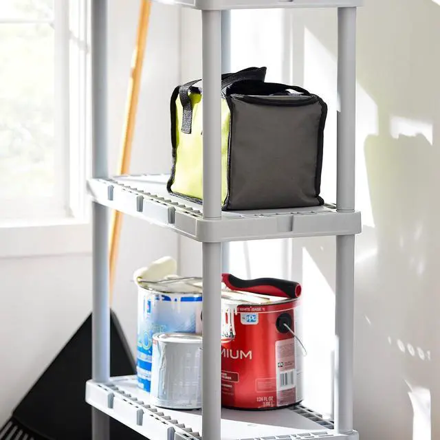 Alt view image 7 of 7 - Gracious Living 4 Shelf Knect-A-Shelf Ventilated Light Duty Storage Unit Organizer System for Home, Garage, Basement, and Laundry, Gray.