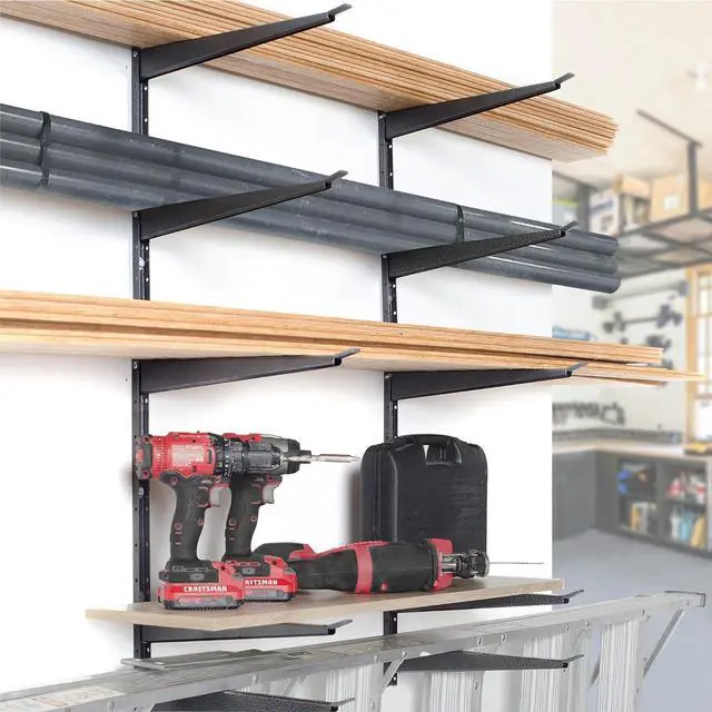 Alt view image 5 of 7 - Heavy Duty Wood and Lumber Storage Rack (2-Pack), Holds Up To 960 lbs - Easy to Install Mounted Rack - Steel Construction Storage Solution For Garage, Basement & Pantry by Delta Cycle
