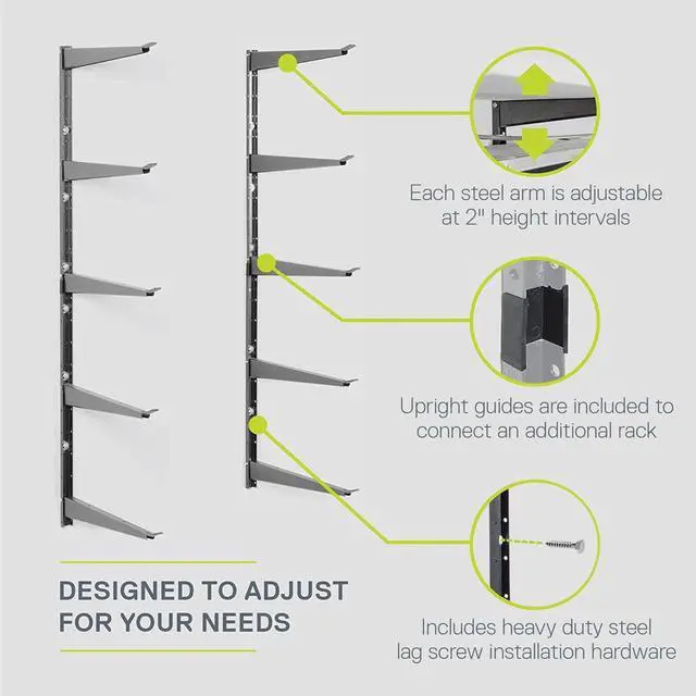 Alt view image 4 of 7 - Heavy Duty Wood and Lumber Storage Rack (2-Pack), Holds Up To 960 lbs - Easy to Install Mounted Rack - Steel Construction Storage Solution For Garage, Basement & Pantry by Delta Cycle