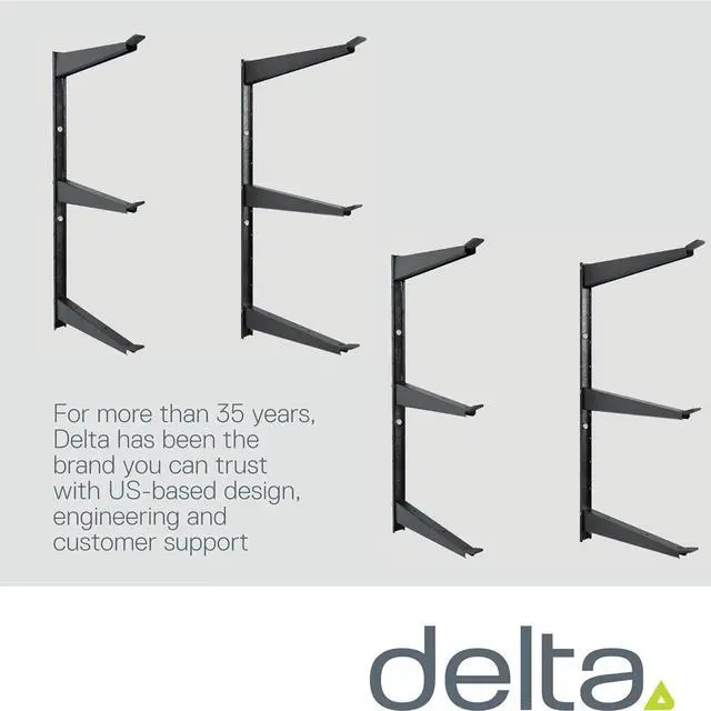 Alt view image 6 of 7 - Heavy Duty Wood and Lumber Storage Rack (2-Pack), Holds Up To 960 lbs - Easy to Install Mounted Rack - Steel Construction Storage Solution For Garage, Basement & Pantry by Delta Cycle