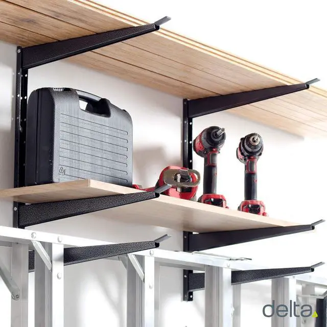 Alt view image 7 of 7 - Heavy Duty Wood and Lumber Storage Rack (2-Pack), Holds Up To 960 lbs - Easy to Install Mounted Rack - Steel Construction Storage Solution For Garage, Basement & Pantry by Delta Cycle