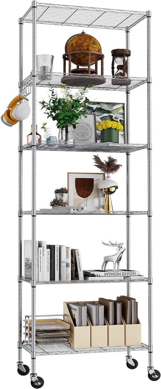 Main image of Homdox 6 Tier Wire Shelving Unit on Wheels, Storage Shelves for Garage Kitchen Living Room, Heavy Duty Shelving Rack, 21.26 x 11.42 x 72.05 inch (L x W x H)