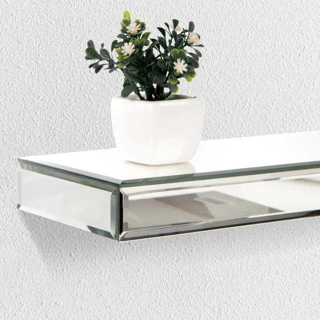 Alt view image 7 of 7 - SHYFOY Mirrored Floating Shelves for Wall, Set of 3, Silver