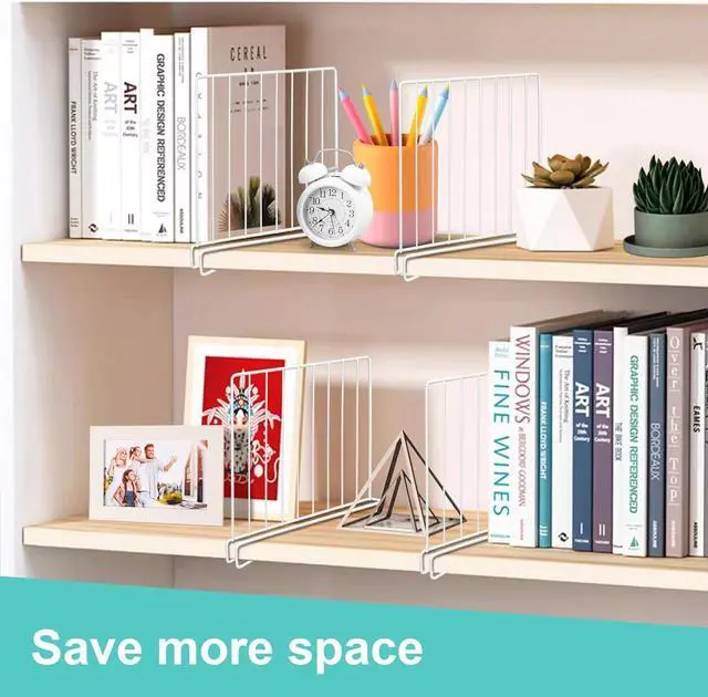 Alt view image 4 of 7 - Shelf Dividers for Closet Organization, 8 Pack Metal Closet Shelf Dividers, Closet Shelf Organizer for Wood Closet Separator