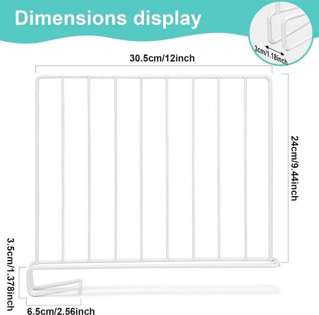 Alt view image 7 of 7 - Shelf Dividers for Closet Organization, 8 Pack Metal Closet Shelf Dividers, Closet Shelf Organizer for Wood Closet Separator