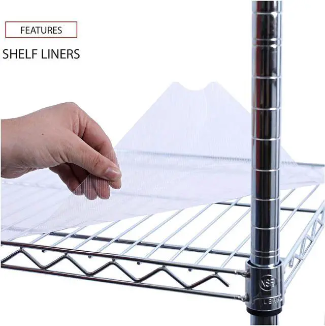 Alt view image 4 of 7 - Alera 5-Shelf Wire Shelving Kit with Casters and Shelf Liners, 36w X 18d X 72h, Silver