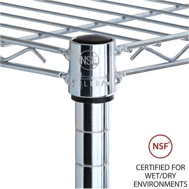Alt view image 6 of 7 - Alera 5-Shelf Wire Shelving Kit with Casters and Shelf Liners, 36w X 18d X 72h, Silver