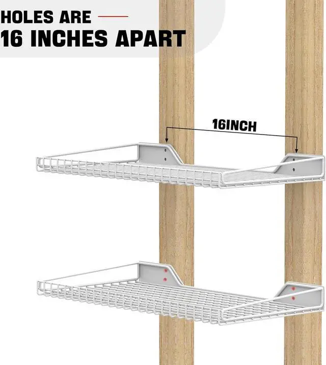 Alt view image 3 of 7 - Ultrawall Wall Mounted Storage Shelf for Garage, 2 Pack Metal Shelf Rack