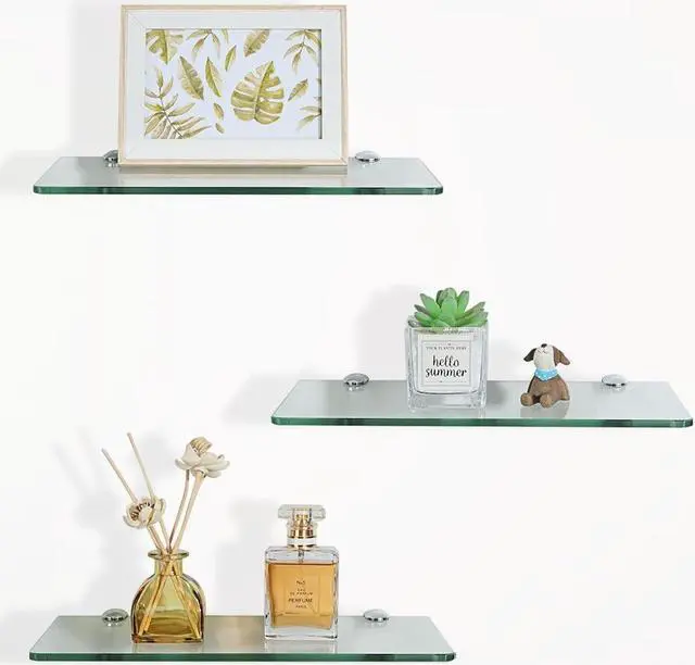 Main image of SAYAYO Glass Floating Shelves for Wall, Tempered Glass Shelves for Bathroom