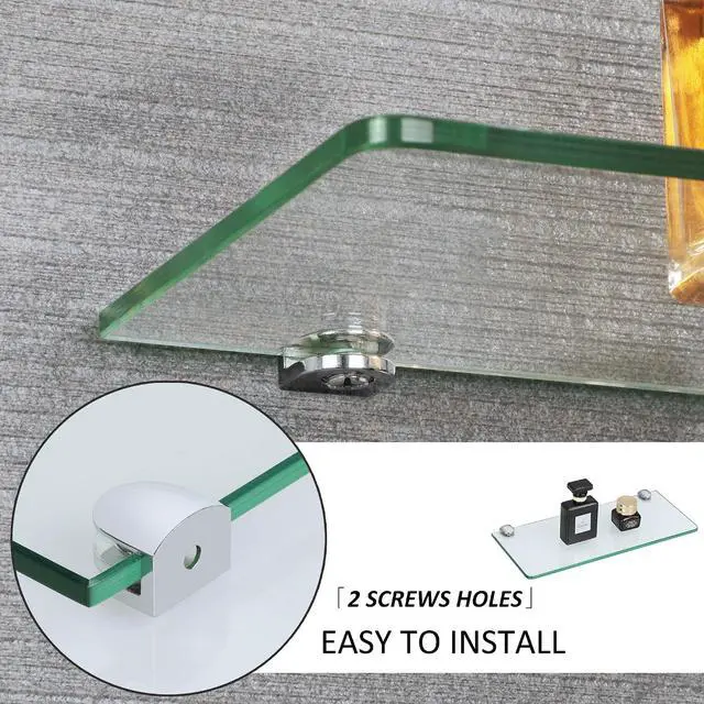 Alt view image 6 of 7 - SAYAYO Glass Floating Shelves for Wall, Tempered Glass Shelves for Bathroom