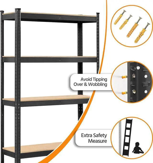 Alt view image 6 of 7 - Topeakmart 2PCS 5-Tier Metal Storage Shelving Unit, 35.5x12x71Inch, Black