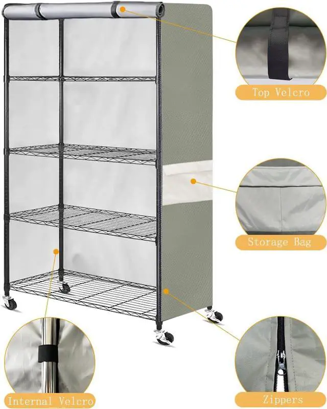Alt view image 3 of 7 - Wire Shelf Cover Waterproof, 36" W x 14" D x 72" H Rack Protector