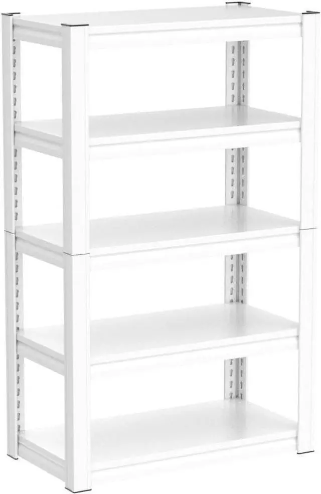 Alt view image 5 of 6 - Raybee Storage Shelves, 2000LBS Garage Shelving,White Metal Shelves, 5 Tier Adjustable Heavy Duty Shelving for Pantry Kitchen Closet Basement Warehouse 16.5" D x 32" W x 63" H