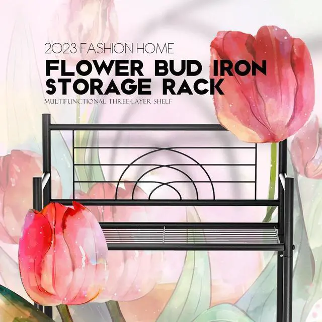 Alt view image 3 of 7 - LEEDA 3-Tier Freestanding Multipurpose Storage Shelves Heavy Duty Metal Shelving Unit, Display Plants Flowers Bath Essentials, for Kitchen Bathroom Office, Black