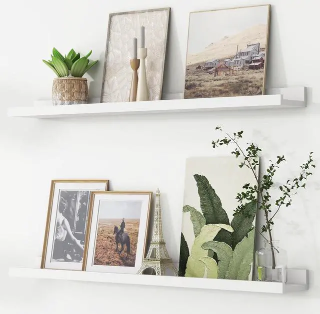 Main image of Picture Ledge Shelf, Floating Shelves for Wall, 36" W Set of 2, White