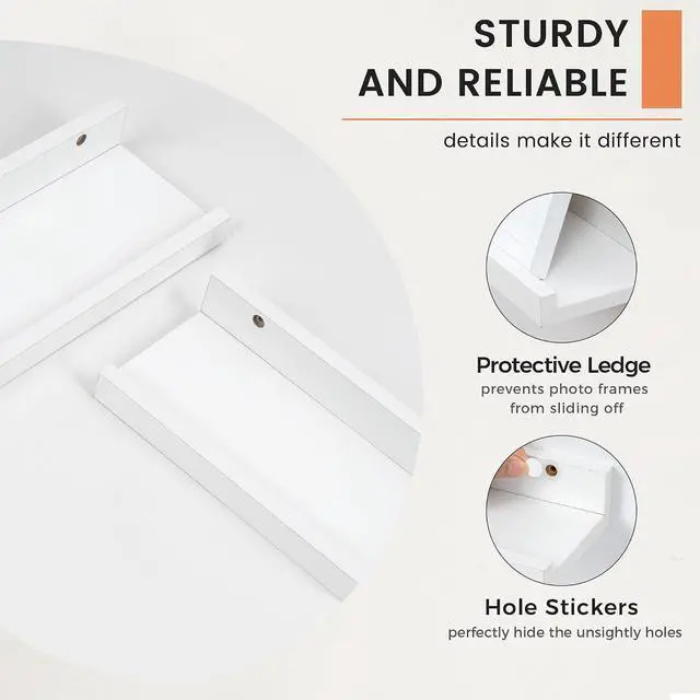 Alt view image 4 of 7 - Picture Ledge Shelf, Floating Shelves for Wall, 36" W Set of 2, White