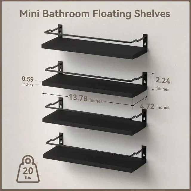 Alt view image 3 of 7 - RICHER HOUSE Floating Shelves Bathroom, Small Wall Shelf Over Toilet 4 Set